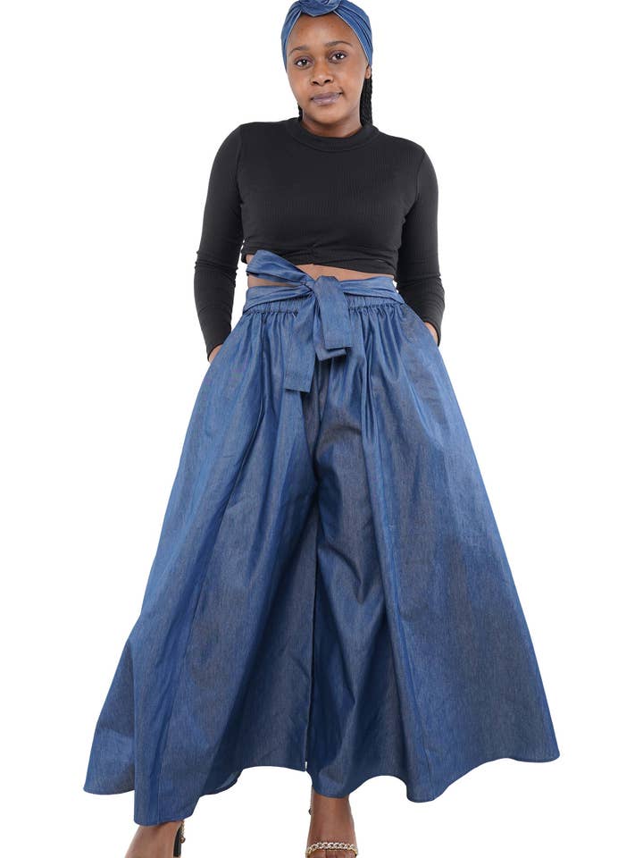 Blå Denim Palazzo Bukser | One Size for engroshandel hos Satsuma Wholesale