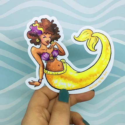 Topaz Mermaid Sticker for wholesale by Sketches By The Sea