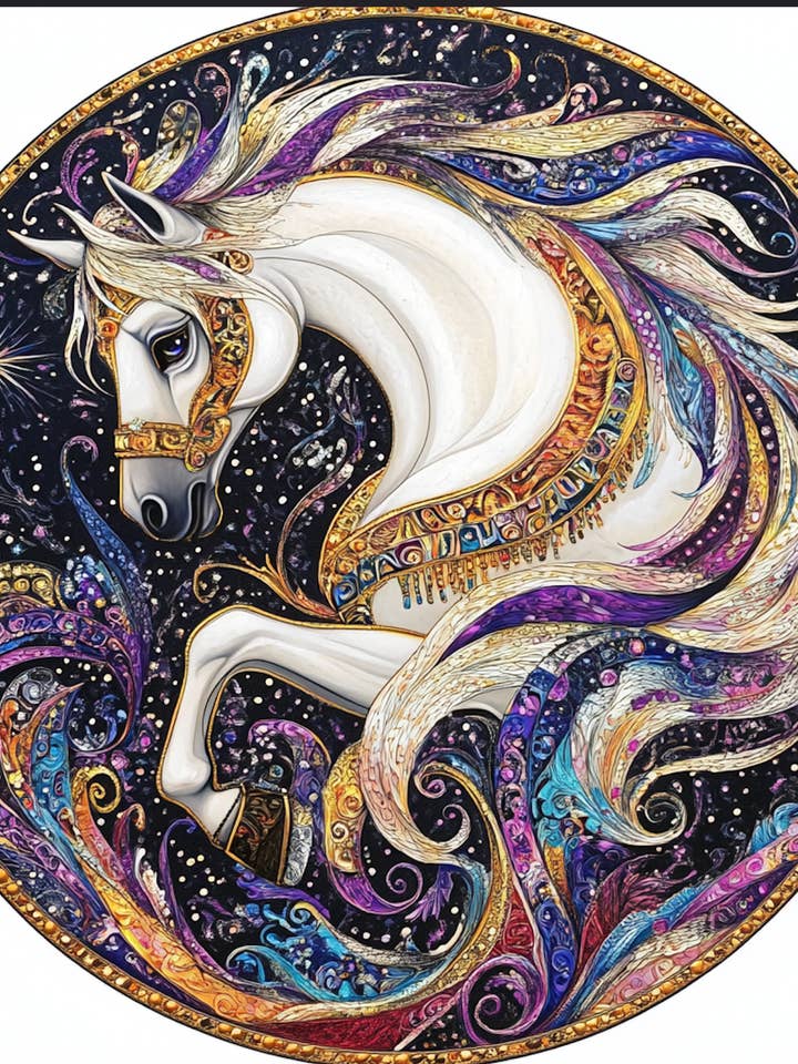 Magical "Storm" Horse Tambourine and Ribbon Wall Accent for wholesale by Bodhi Leaf Market