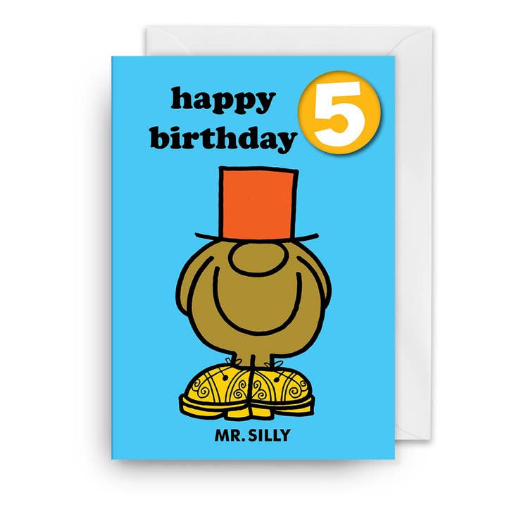 Birthday Badge Card | Mr. Silly | 5 Year Old | Mr. Men for wholesale by Hype Associates Ltd
