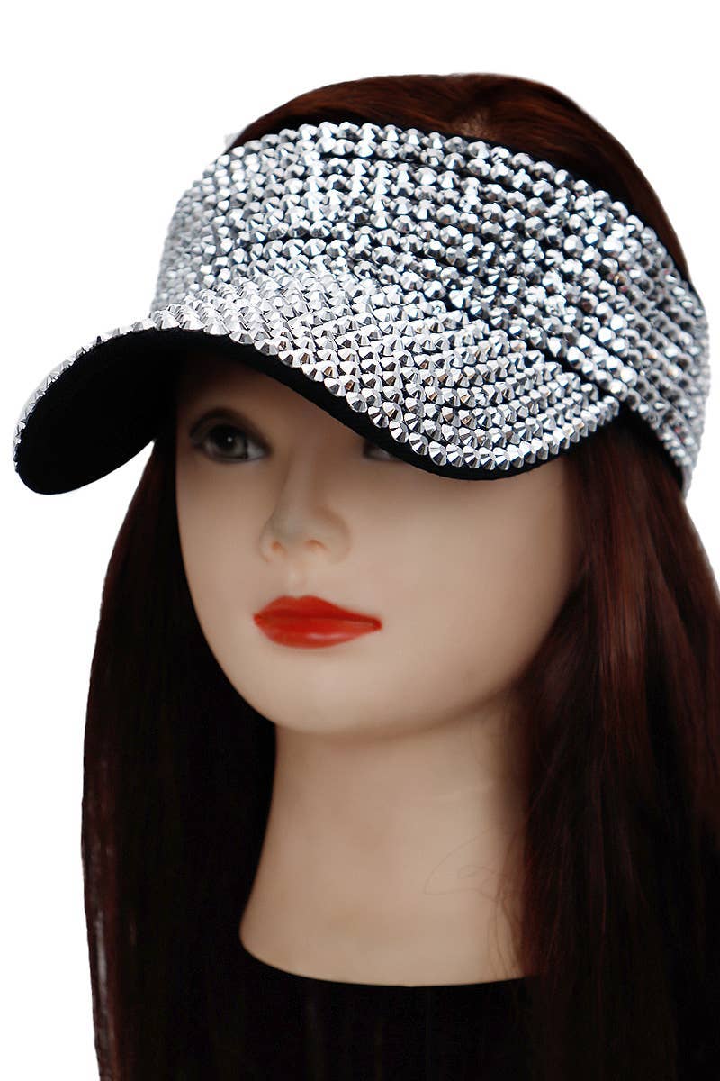 Cap Zone - Wholesale Visor - Women's - Full Bling Rhinestone Acrylic Velcro Visor19