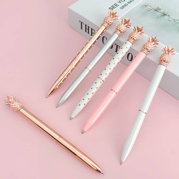 Wrapables.com - Vente Stylos - Stylos Wrapables Pineapple, (lot de 6 stylos+6 recharges)3