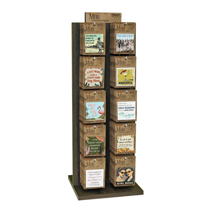 MINI MASTERPIECE MAGNET 20 HOOK DISPLAY-MUST ADD 120 MAGNETS for wholesale by Tipsy Coasters & Gifts