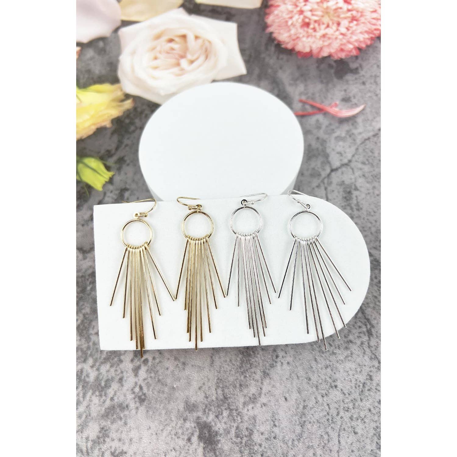 JHP Collection - Wholesale Dangle Earrings - ROUND DROP  TASSEEL FASHION HOOK EARRINGS6