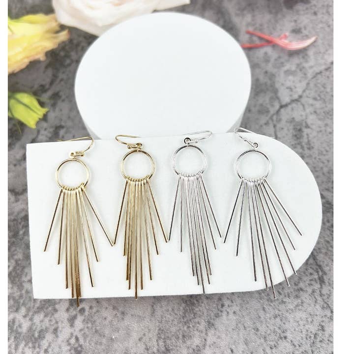 JHP Collection - Wholesale Dangle Earrings - ROUND DROP TASSEEL FASHION HOOK EARRINGS6