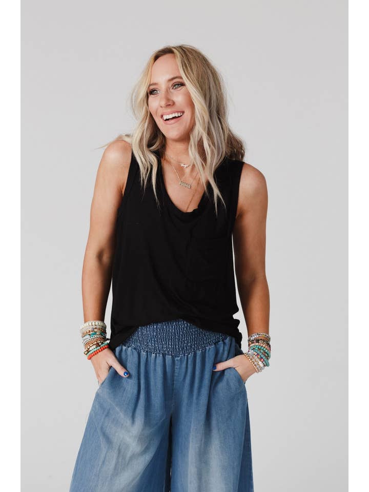 Three Bird Nest - Vente Débardeur – femme - Débardeur Shelli à encolure dégagée - Noir5