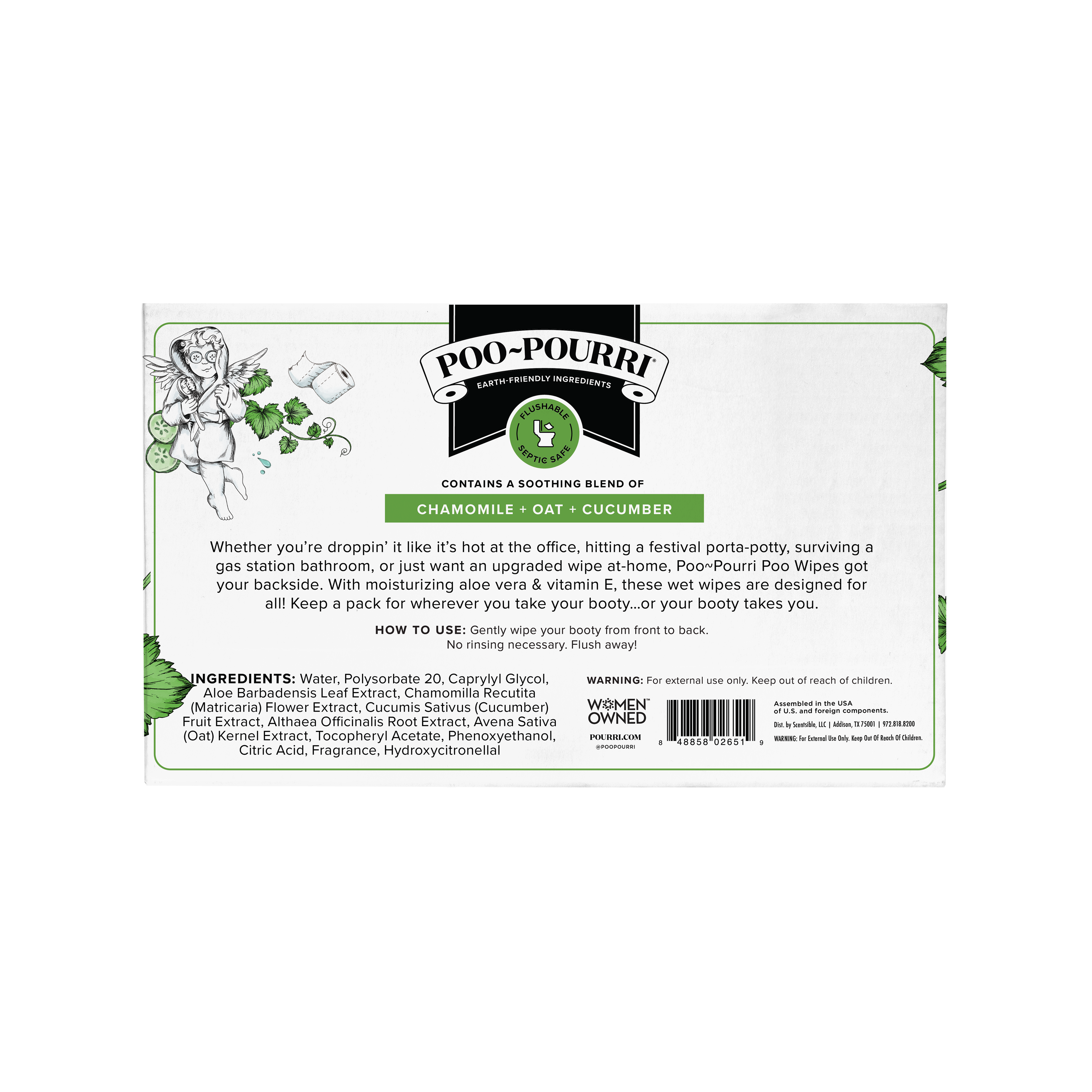 ~Pourri - Wholesale Face & Body Wipes - Poo~Pouri Cucumber & Aloe Poo~Pourri Flushable Wipes 50ct6