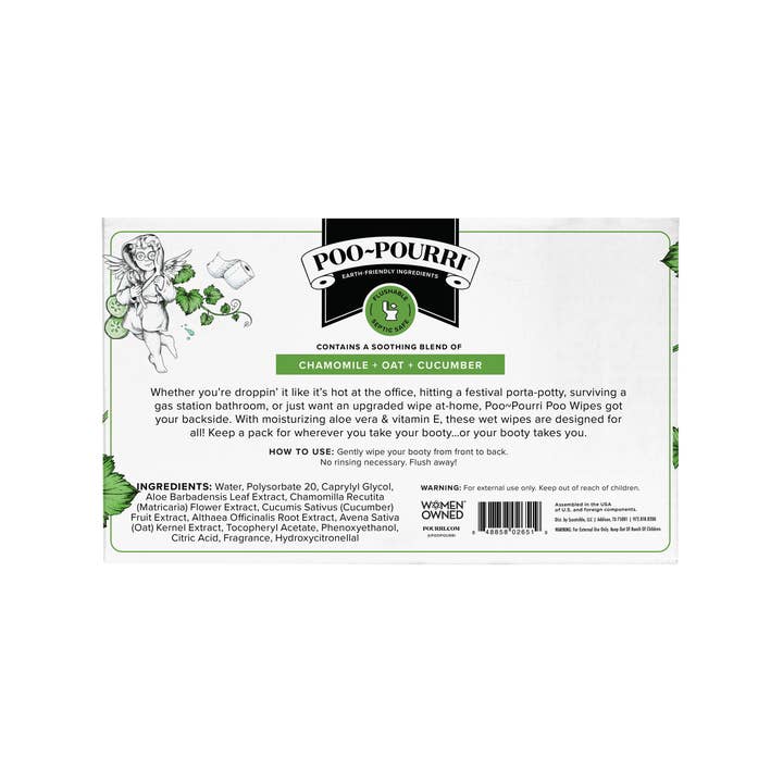 ~Pourri - Wholesale Face & Body Wipes - Poo~Pouri Cucumber & Aloe Poo~Pourri Flushable Wipes 50ct6