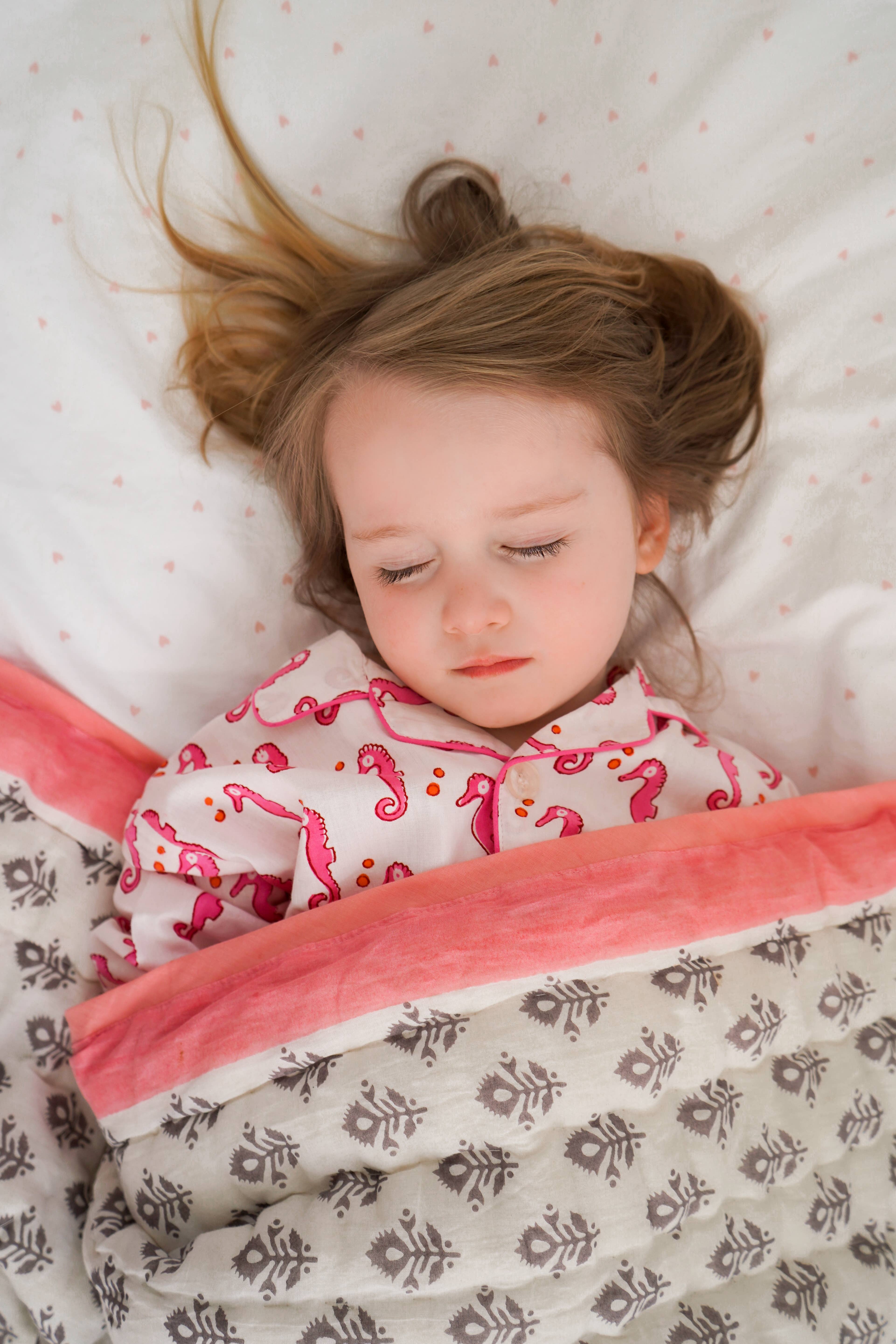 Moochic - Wholesale Quilt - Kids & Baby - Grey Keya Quilted Blanket with a Pink Border1