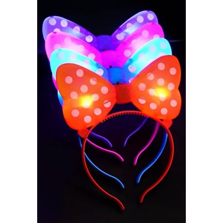 Cap Zone - Wholesale Light-Up Toy - Kids & Baby - Bowtie Polka Dot LED Flashing Novelty Hairband