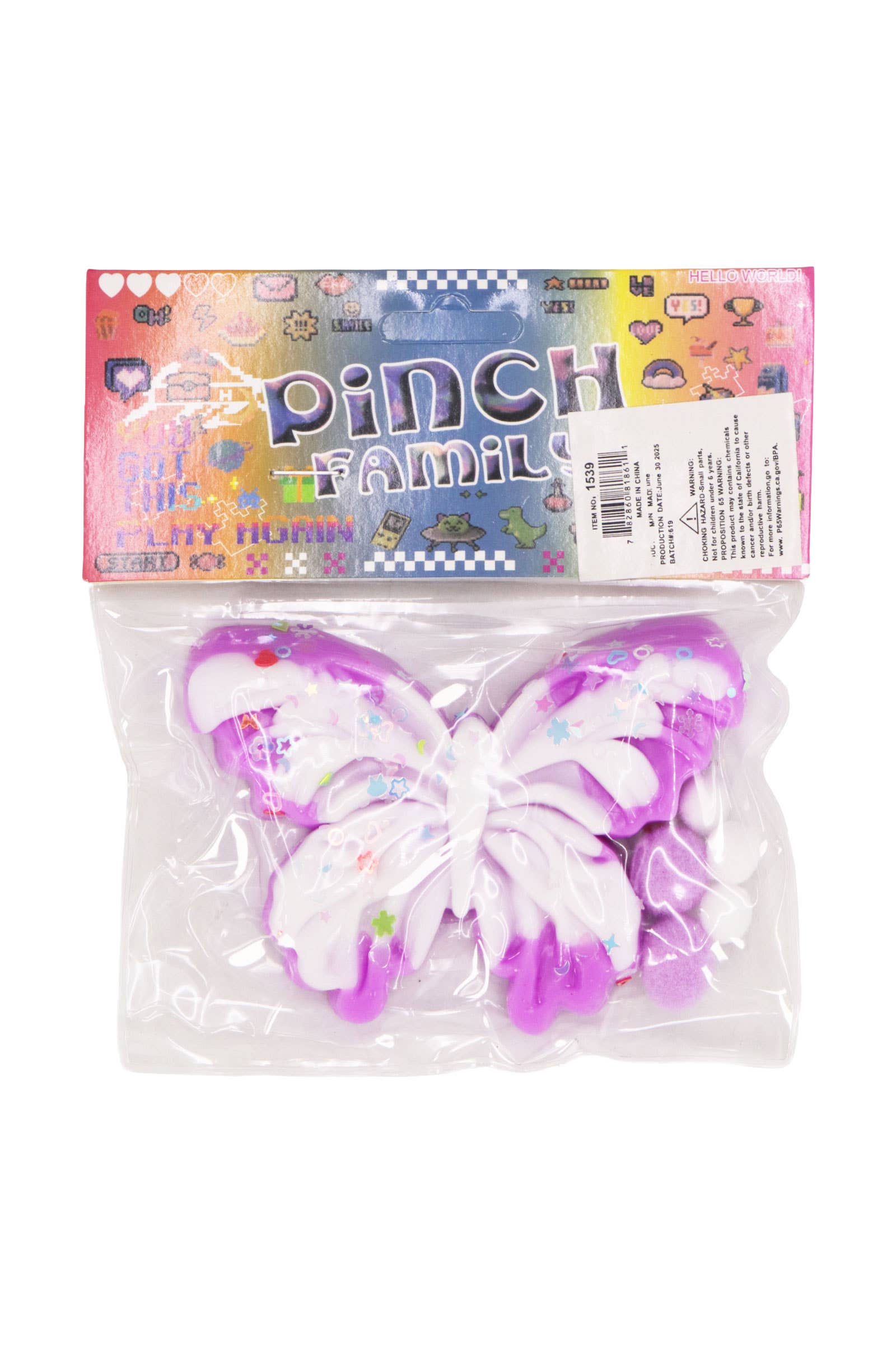 ASSORTED Butterfly Sequins Mochi Pom Pom Squishy Bag for wholesale on Faire8