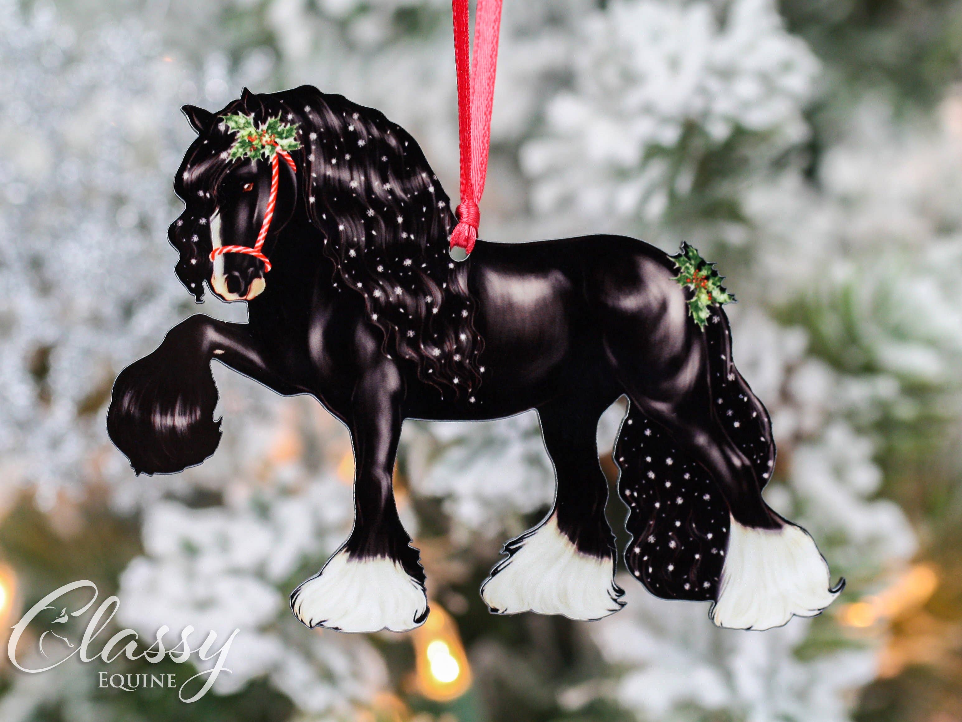 Classy Equine - Wholesale Ornament - Black Gypsy Horse Christmas Ornament - Eclipse0