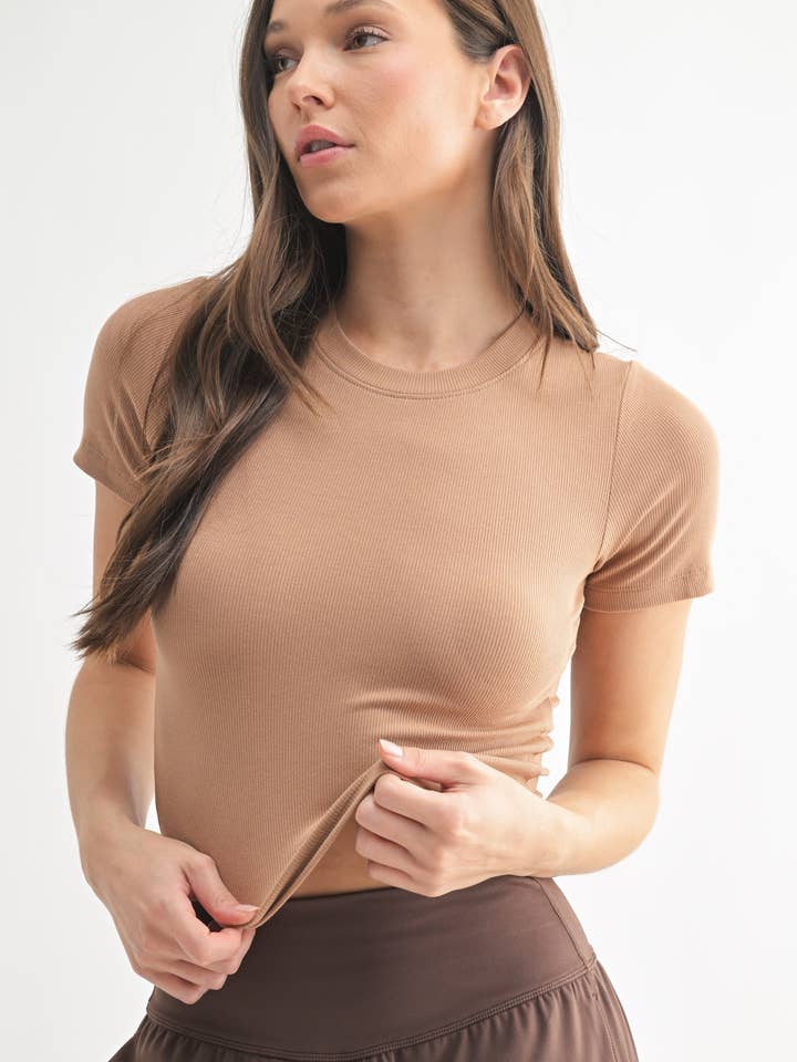 Mono B - Wholesale Athletic Top - Women's - Essential Micro-Ribbed Athleisure Baby Tee12