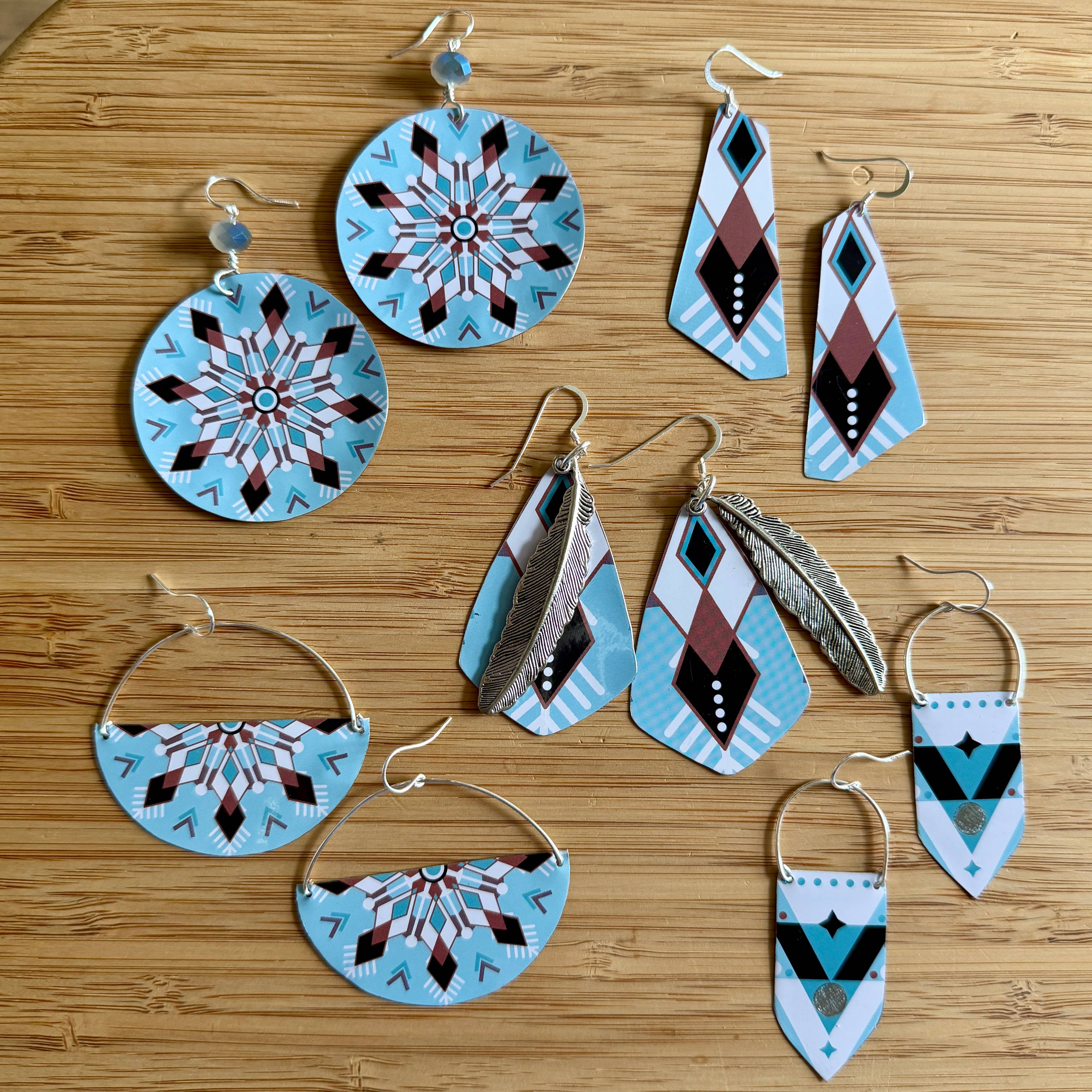 TTE Designs - Wholesale Dangle Earrings - Best Sellers - Set of 12 Recycled Vintage Tin Earrings 16