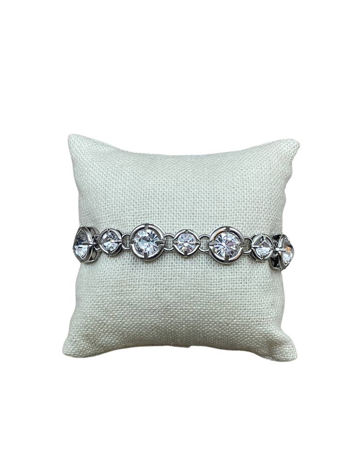 Sterling Plated Chain & Toggle Bracelet with Swarovski Crystal Charm 7.5" for wholesale by Erin Knight Designs