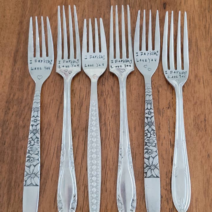 Samantha's Studio - Wholesale Table Fork - "I Forking Love You" Quote Cutlery (Fork), Hand stamped