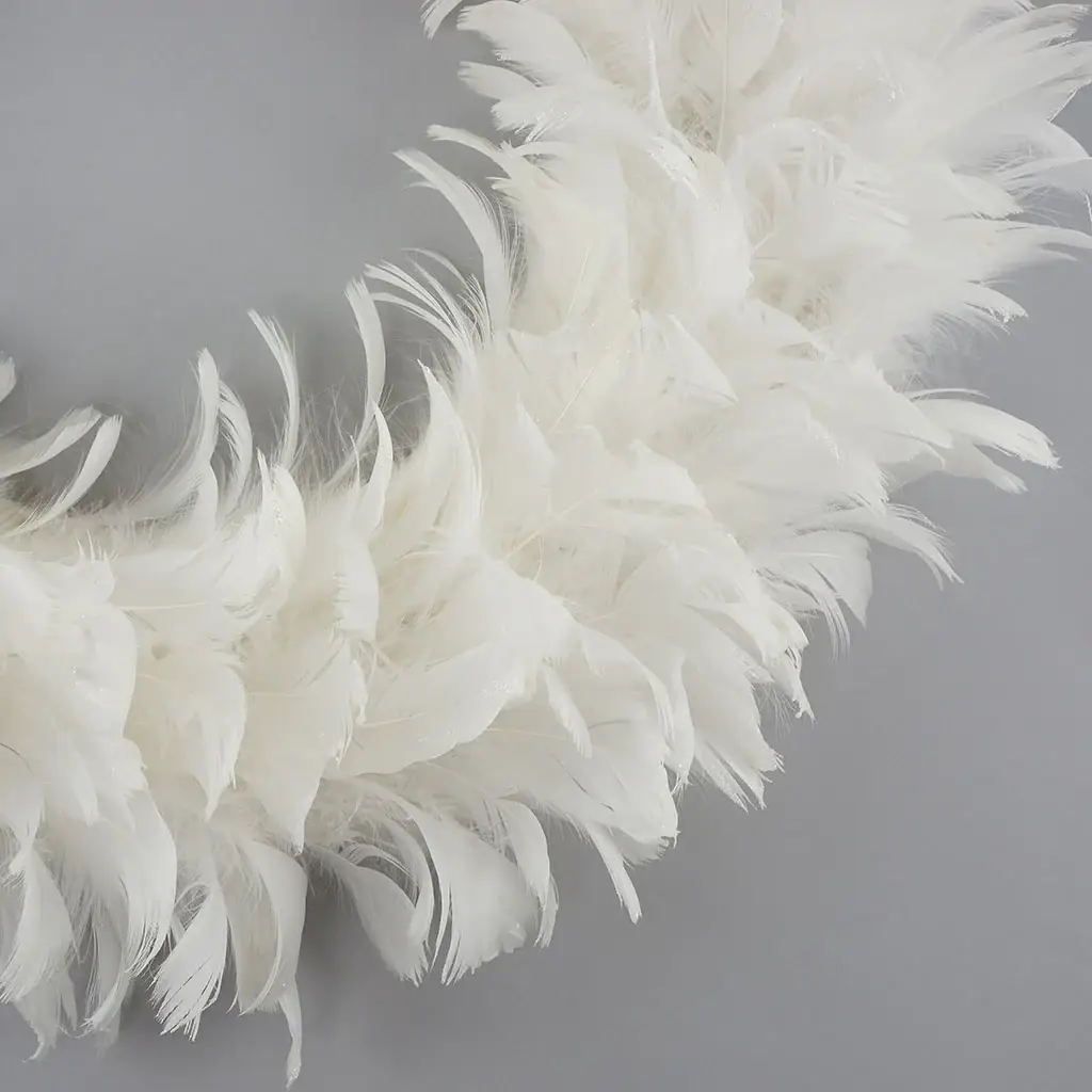 Zucker Feather Products - Wholesale Wreath - Goose Coquille Feather Wreath - 20 to 22 inch - White - Opal2