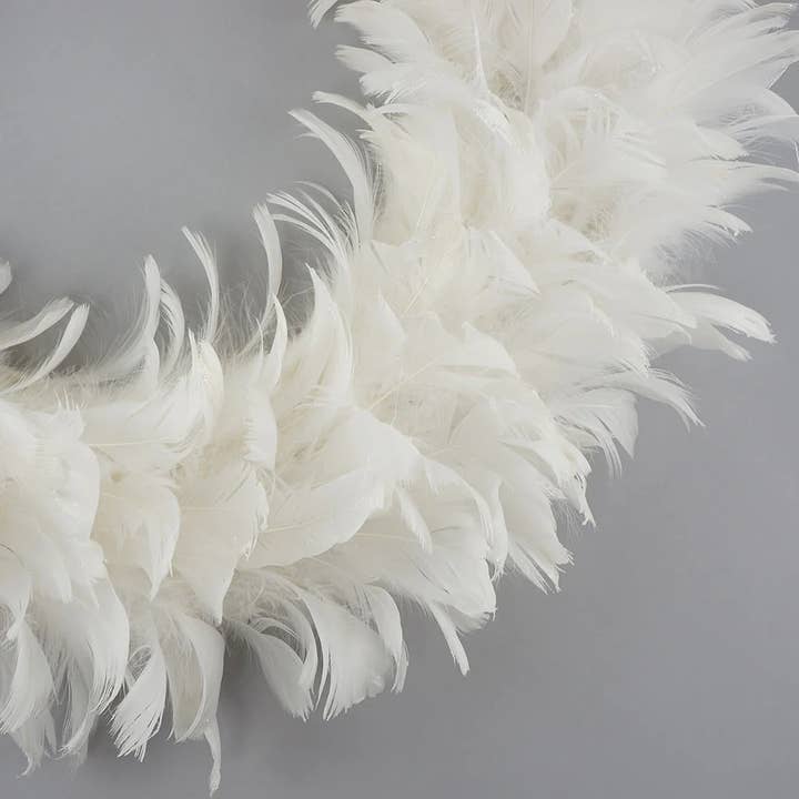 Zucker Feather Products - Wholesale Wreath - Goose Coquille Feather Wreath - 20 to 22 inch - White - Opal2
