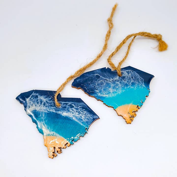 South Carolina Christmas Ornaments - Handmade Resin & Wood for wholesale by JEMS of the Sea