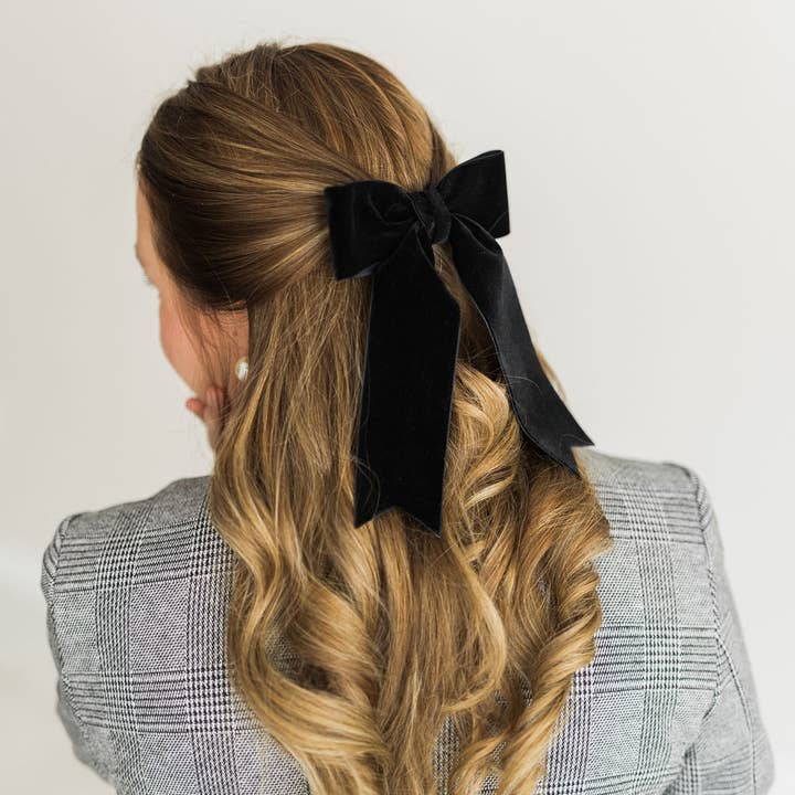 Grace & Grandeur - Wholesale Hair Bow - Women's - Large Velvet Hair Bow Barrette for Women | Bailee Bow1
