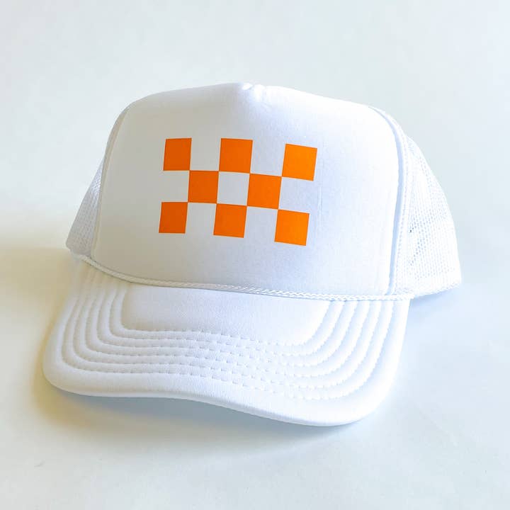 Knoxville Orange Checkerboard Trucker Hat for wholesale by N.B. GOODS