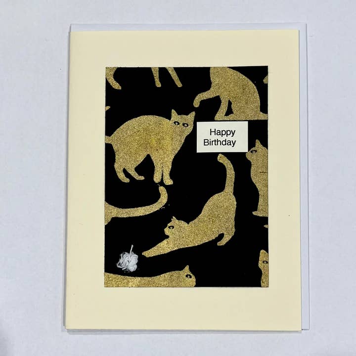 Carte d'anniversaire pour chat faite main pour la vente par Marie's Paperie