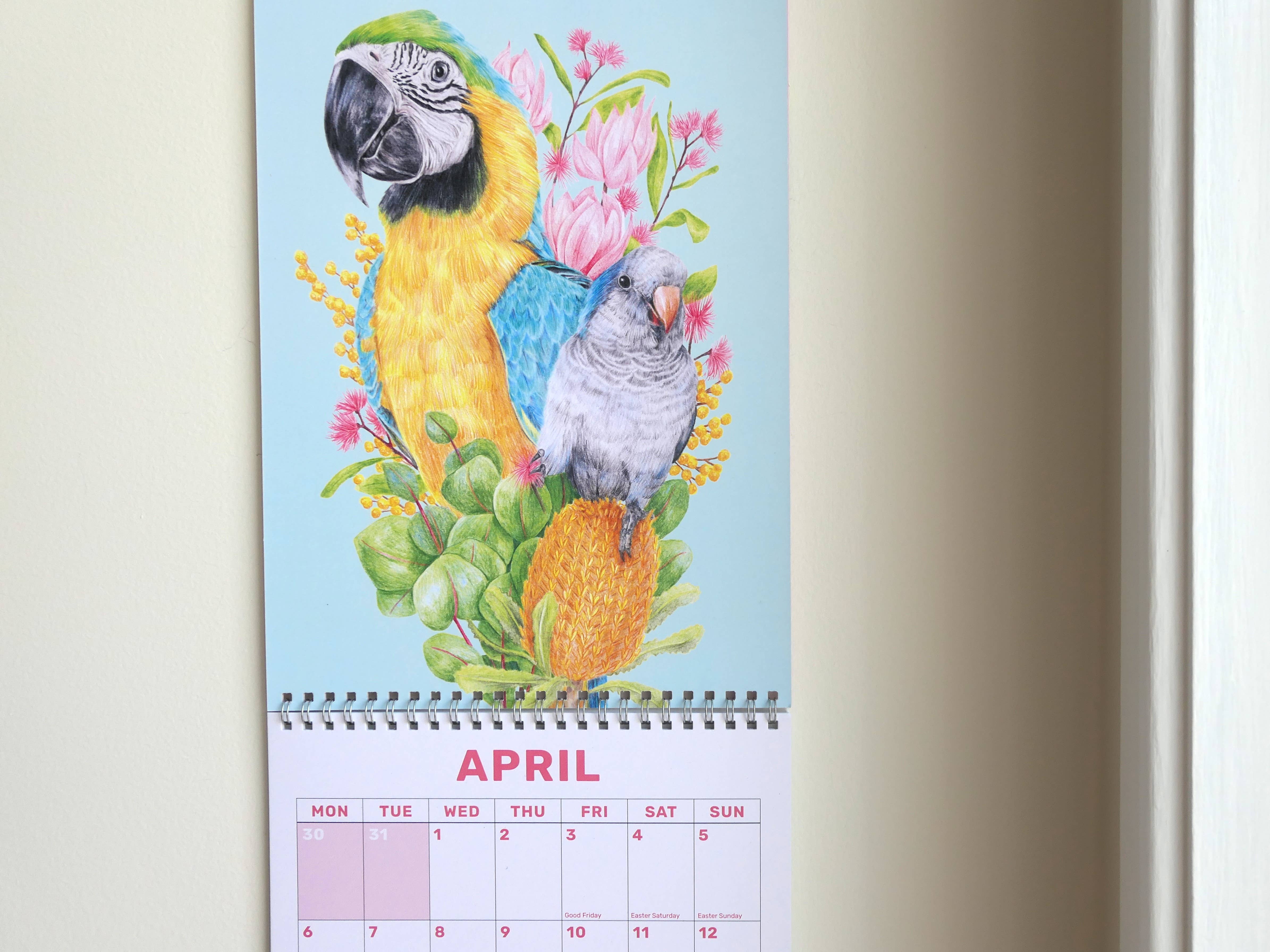 Kayla Reay Design - Wholesale Calendar - 2026 Parrots Calendar - Australian Artist Bird Art Planner2