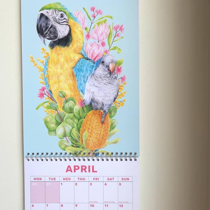 Kayla Reay Design - Wholesale Calendar - 2026 Parrots Calendar - Australian Artist Bird Art Planner2