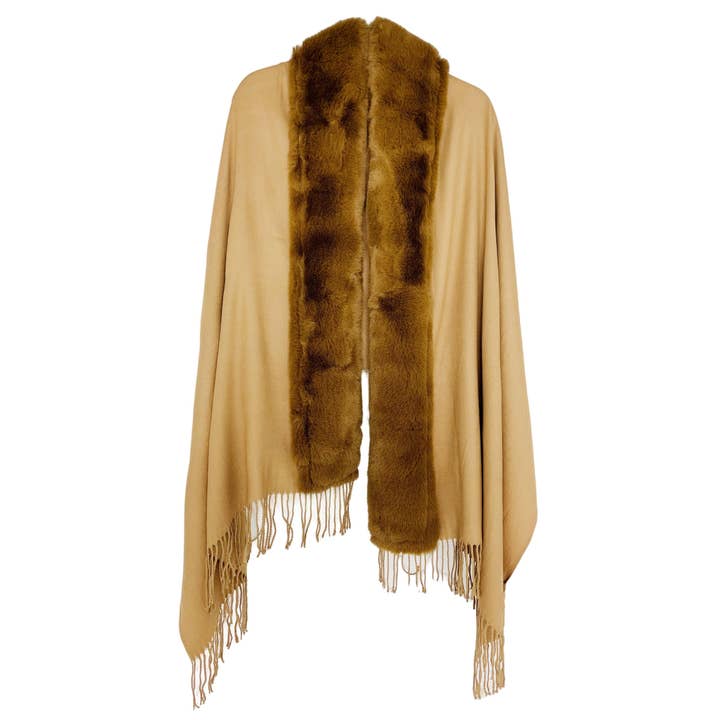 JC Sunny Fashion - Wholesale Scarf - Women's - JC062843 16 Colors-Faux Fur Trim Softer Than Cashmere Shawl/Scarf4