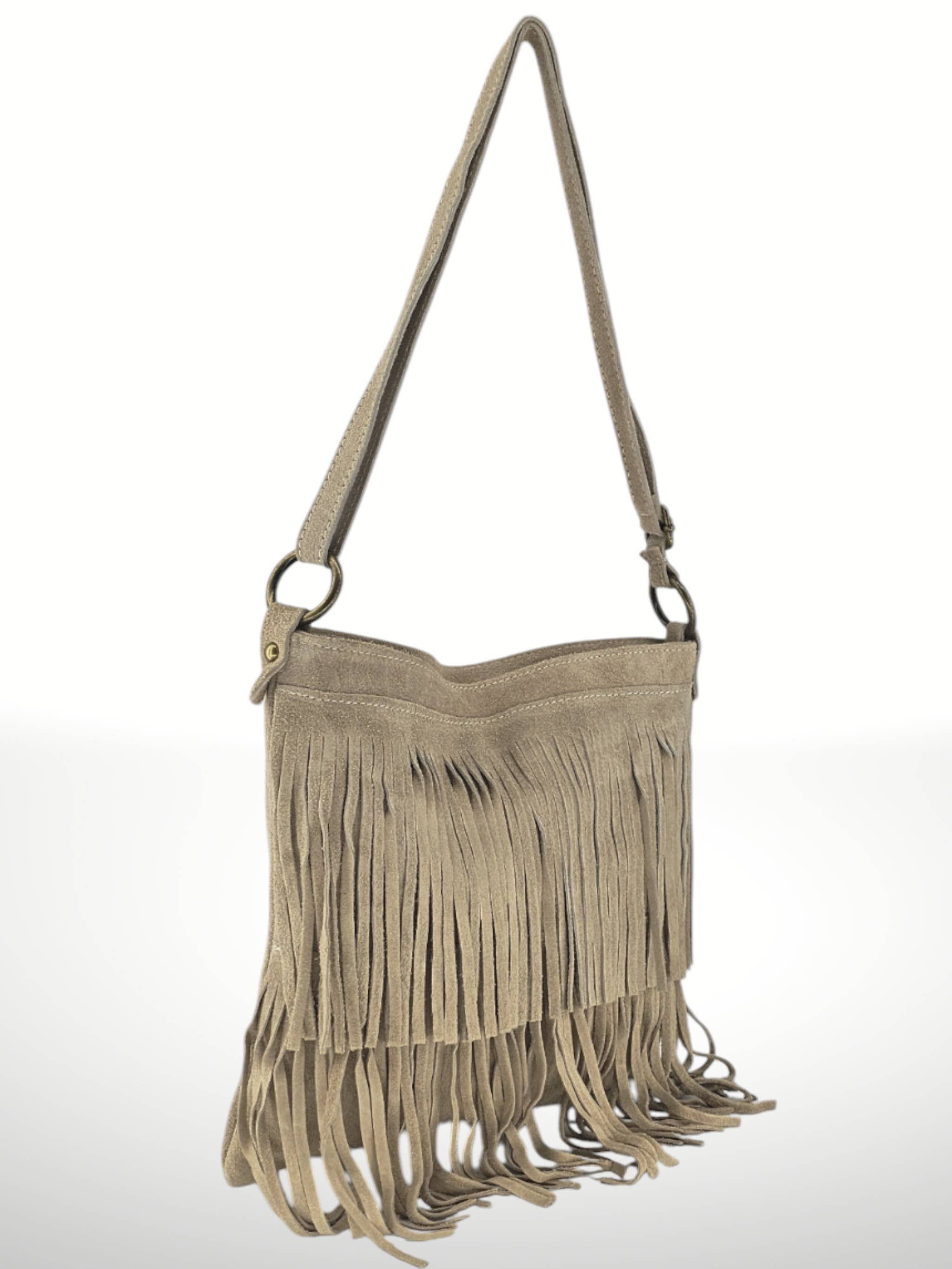 ITALIAN'S LEATHER - Wholesale Crossbodytas - Dames - Suède leren tas Cascade met franjes19