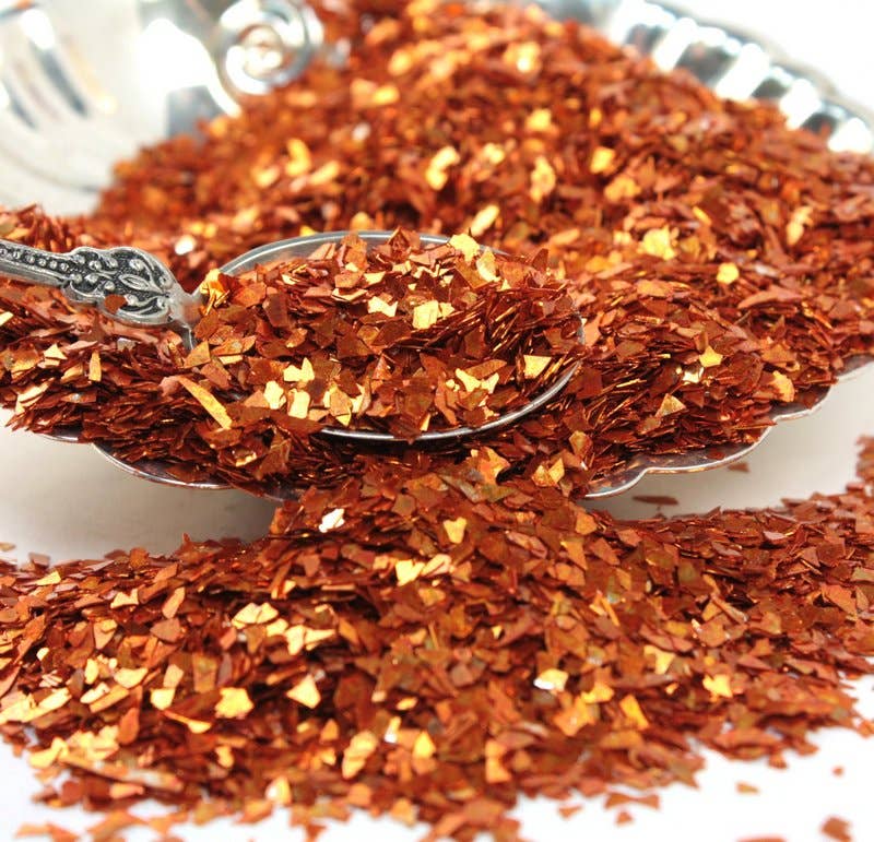 Alaranjado Glitter de Vidro Alemão Laranja - Glitter Real Super Shard para venda a revendedores na Faire6