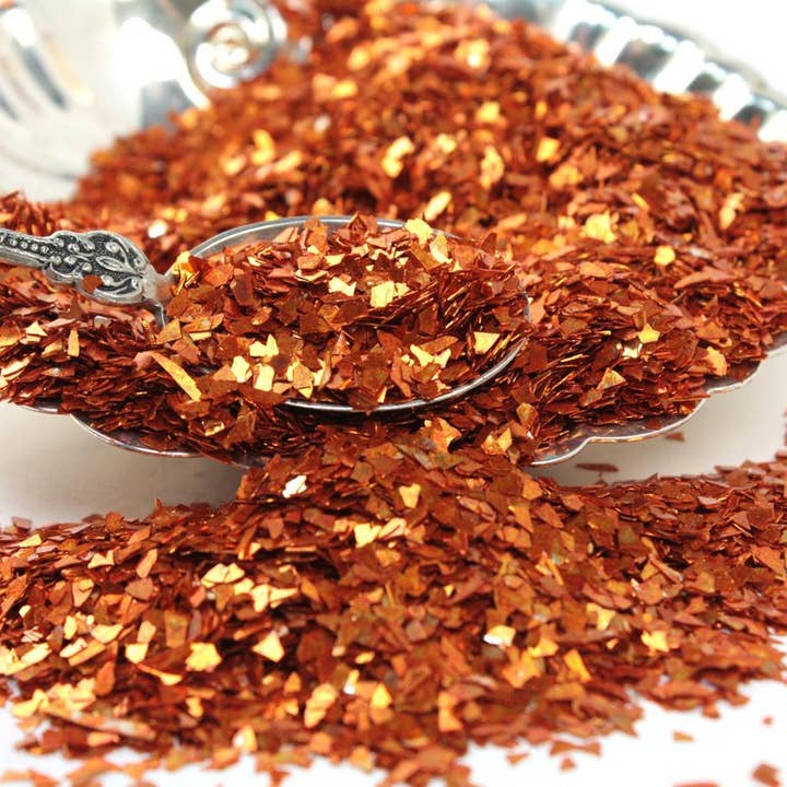 Alaranjado Glitter de Vidro Alemão Laranja - Glitter Real Super Shard para venda a revendedores na Faire6