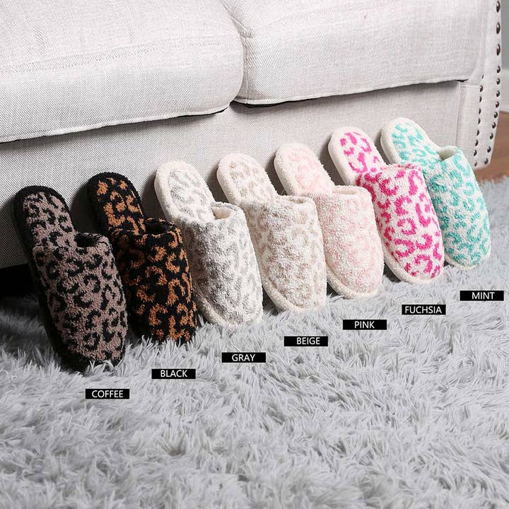 Wona Trading, Inc. - Wholesale Slippers - Women's - Leopard Patterned Soft Home Indoor Floor Slippers