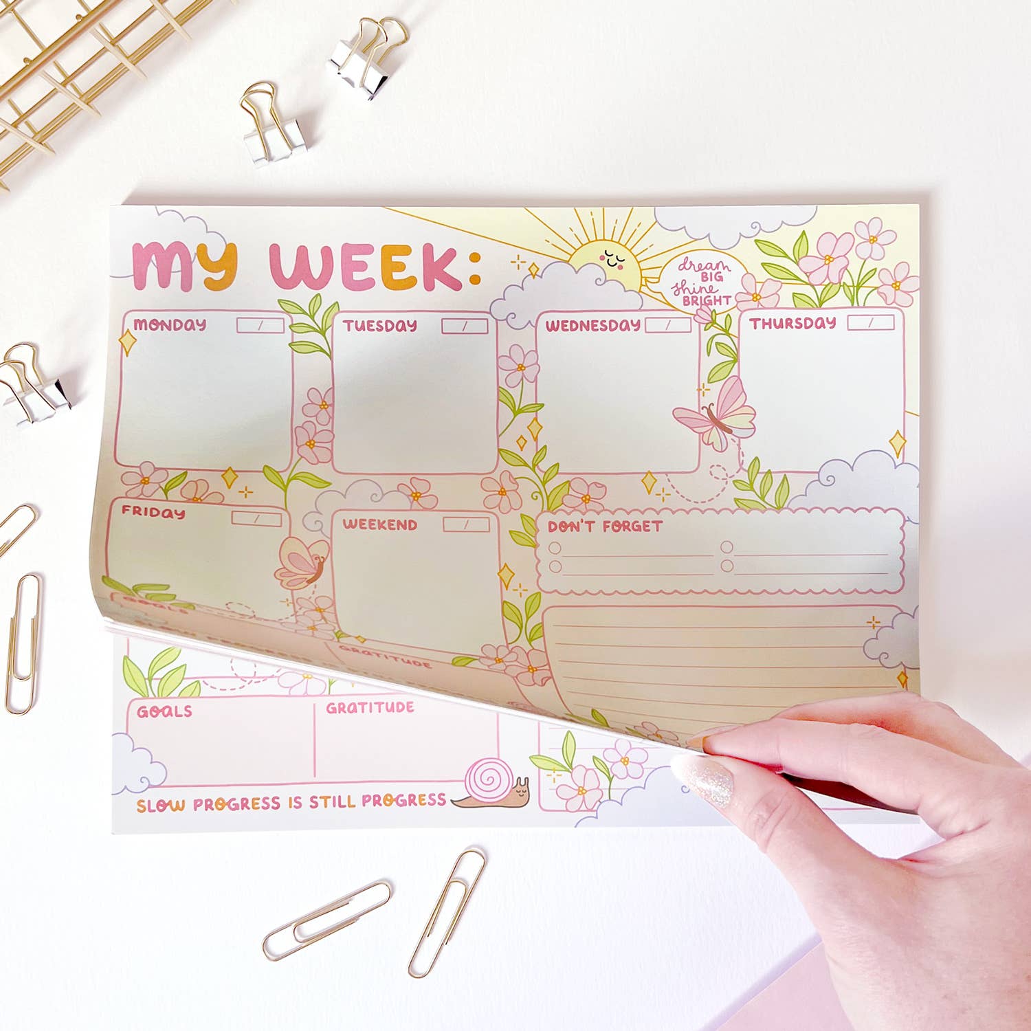 The Rosy Redhead - Wholesale Notepad - Weekly Notepad Sunshine Positivity 8.5" x 11" Desk Planner2