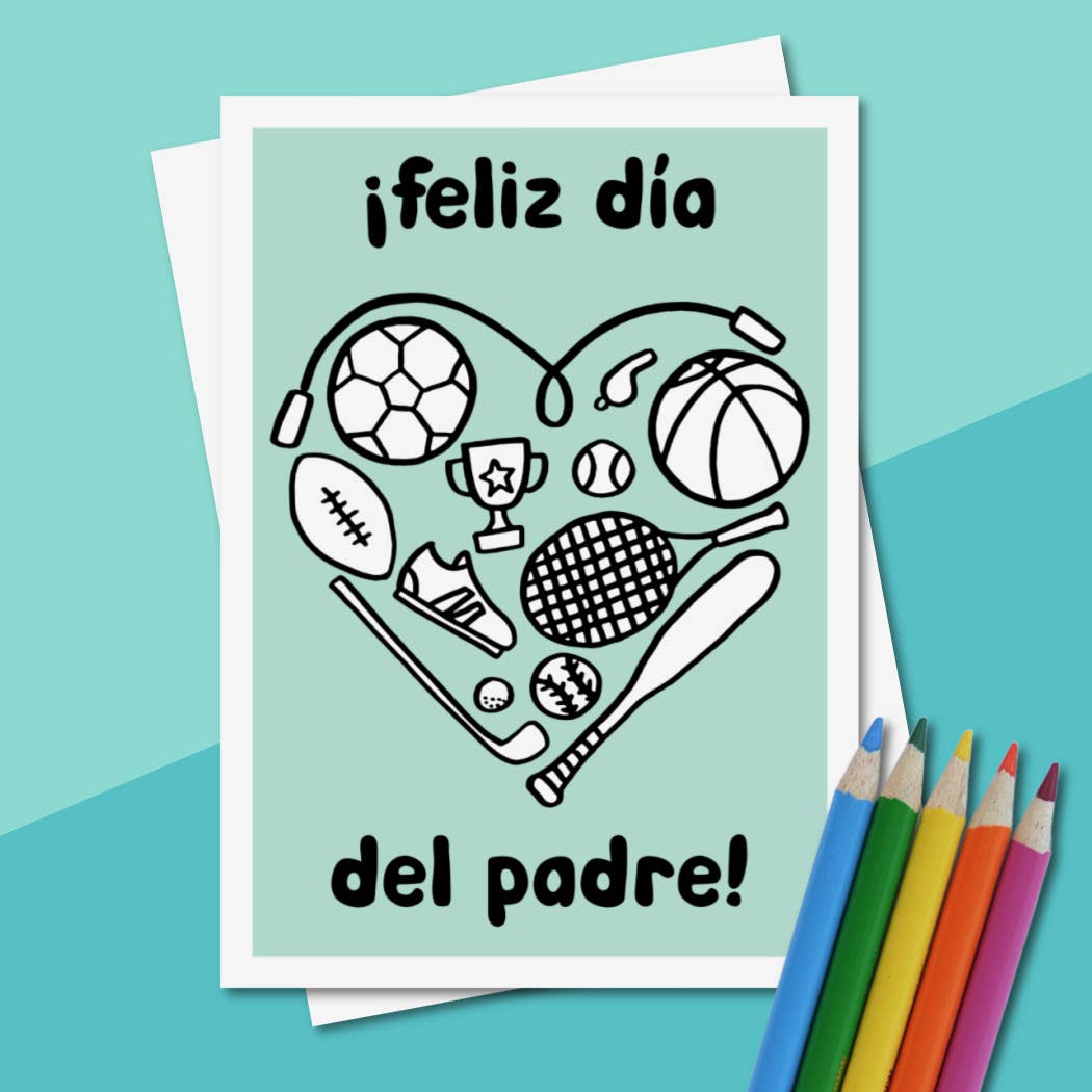 Calamari Inc. - Wholesale Father's Day Card - Color-In Spanish Father's Day Card Día del Padre, Sports1
