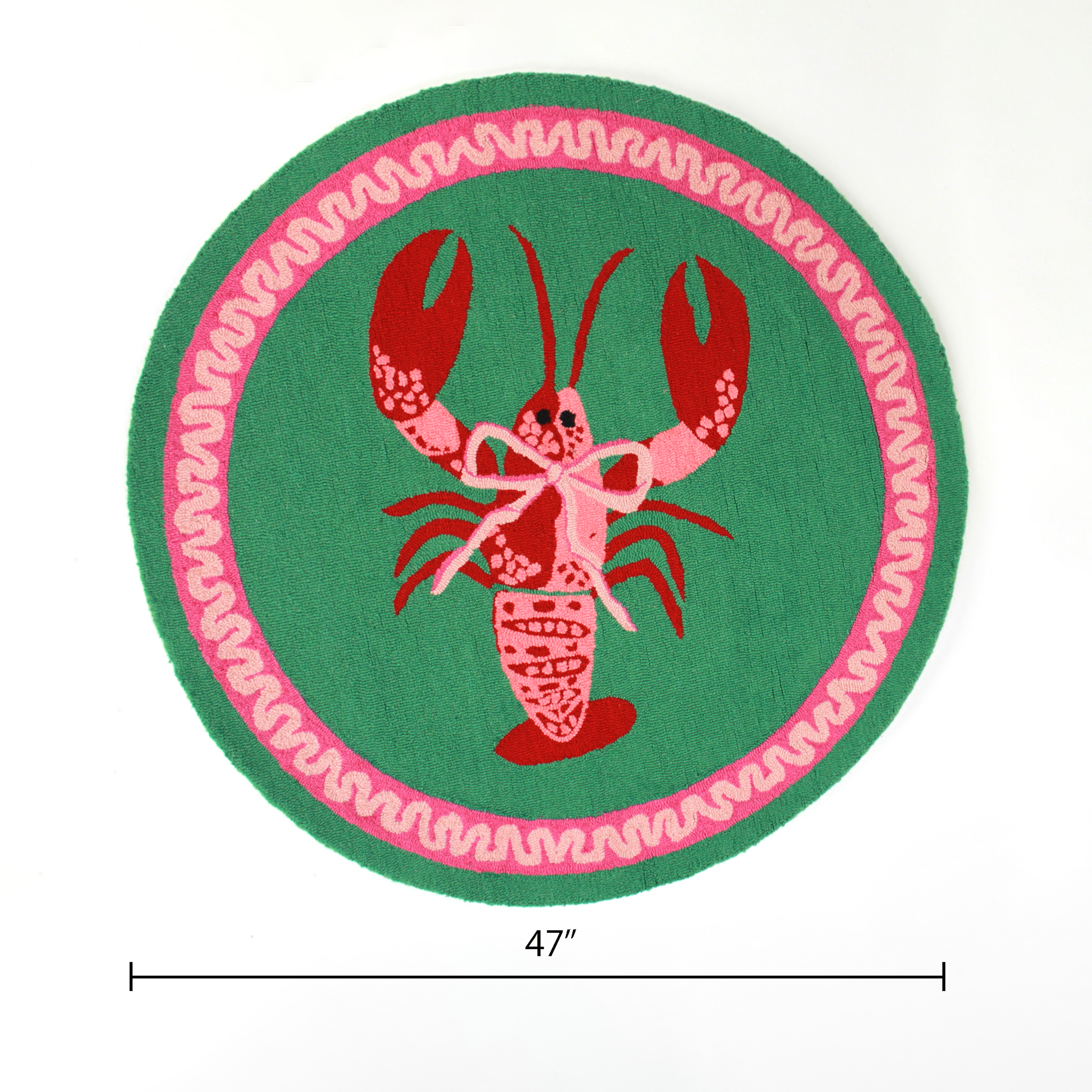 Madcap Cottage - Vente Tapis - Tapis en laine crochetée Homard Rock rouge, rose et vert3