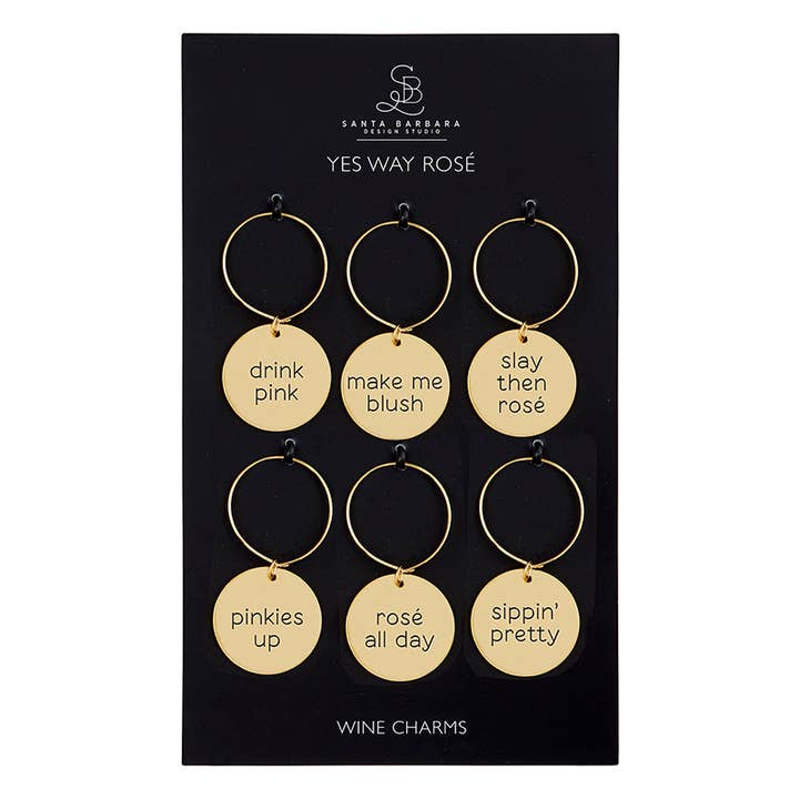 Wine Charm Set - Yes Way Rose for wholesale by Santa Barbara Design Studio by Creative Brands