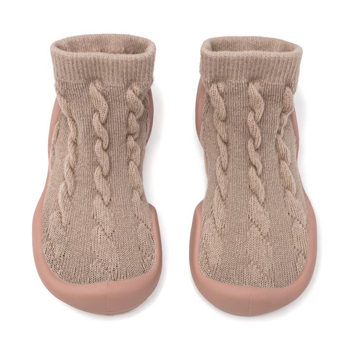 Komuello first walker baby sock shoes - Cable- Brandy Rose for wholesale by Komuello