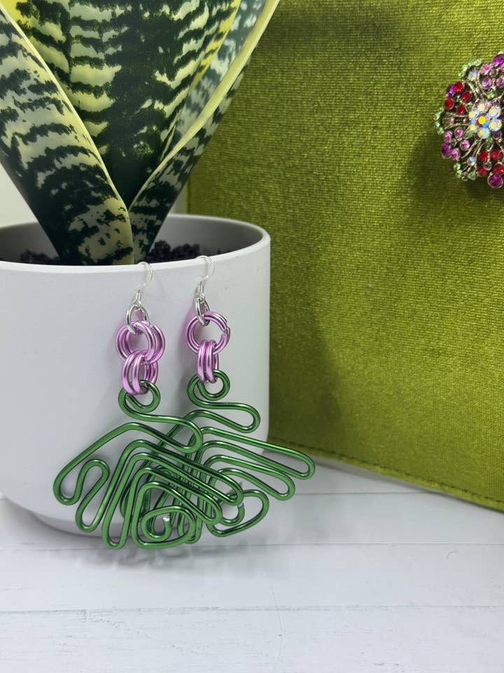 Green and Pink Tribal AKA inspired Earrings for wholesale by Jewelry With Me