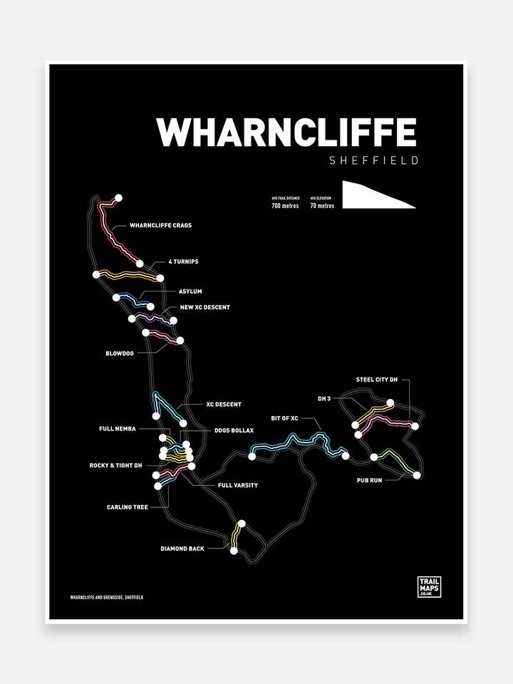 Impression artistique de Wharncliffe et Grenoside pour la vente par Trailmaps.com