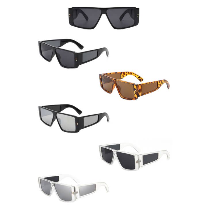 Square Retro Thick Frame Flat Top Rectangle Sunglasses for wholesale by Cramilo Eyewear