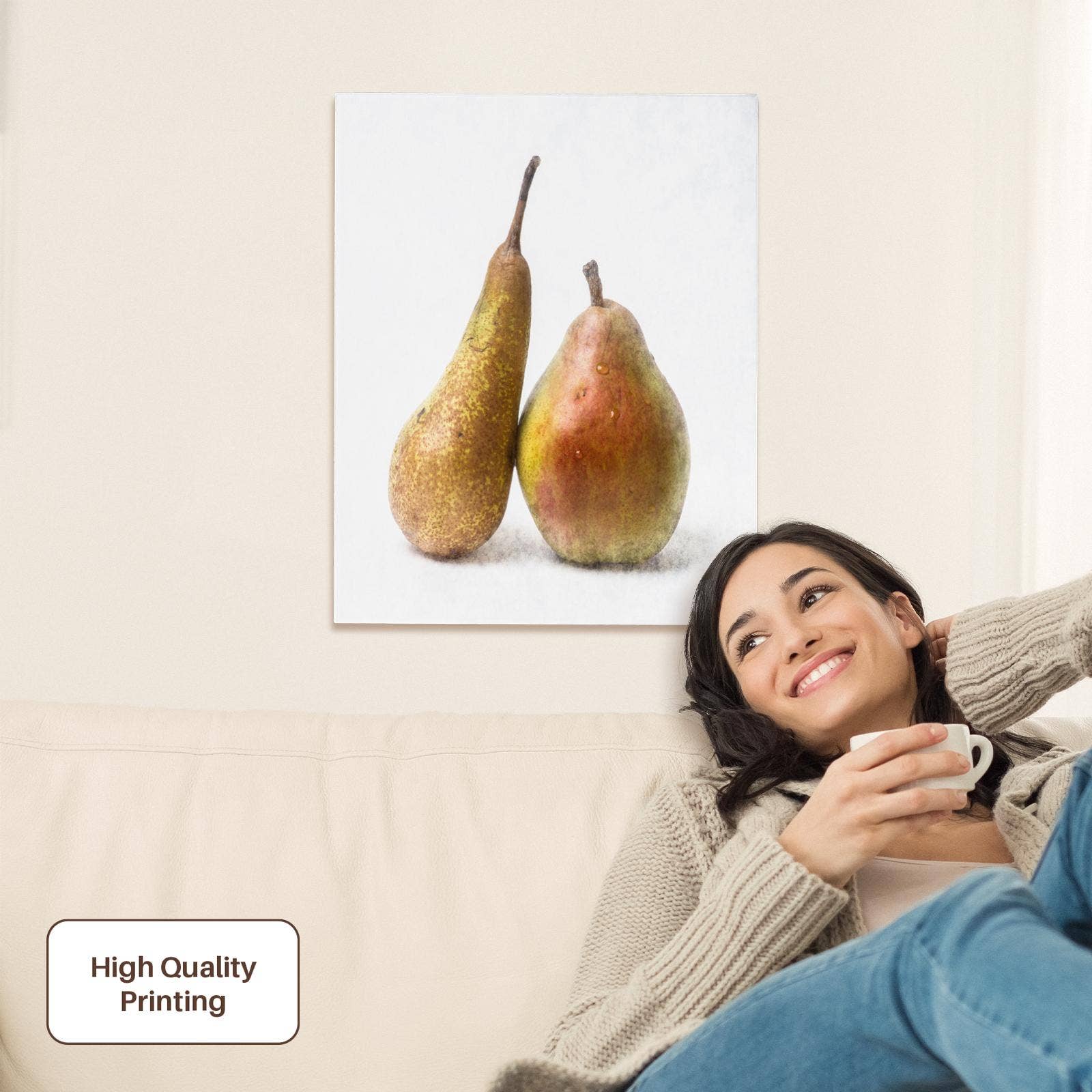 3dRose - Wholesale Art Print - 3dRose, Two pears on white background. Stylized photo, Museum Grade Canvas Wrap1