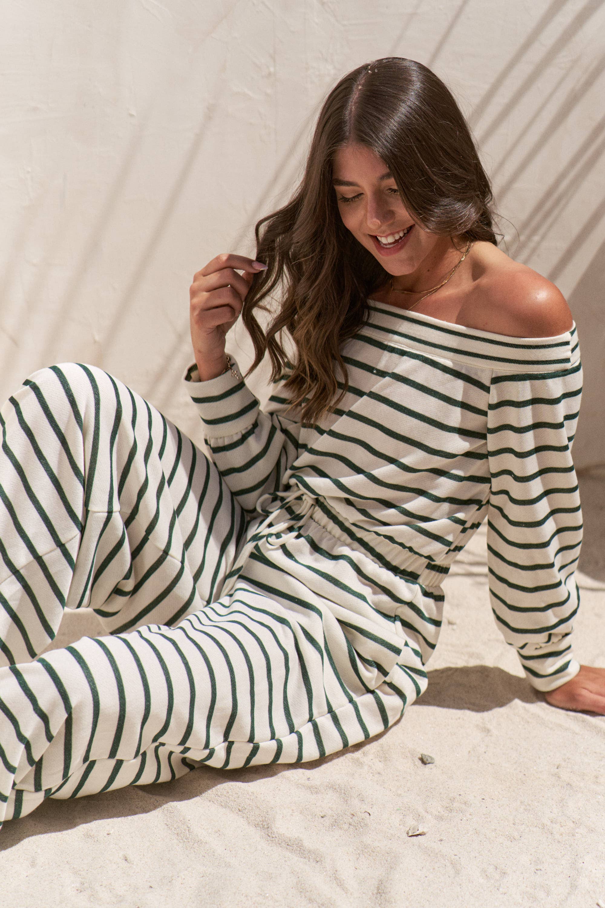 JADE BY JANE - Wholesale Jumpsuit - Women's - PLUS SIZE OFF-SHOULDER STRIPED TERRY JUMPSUIT2