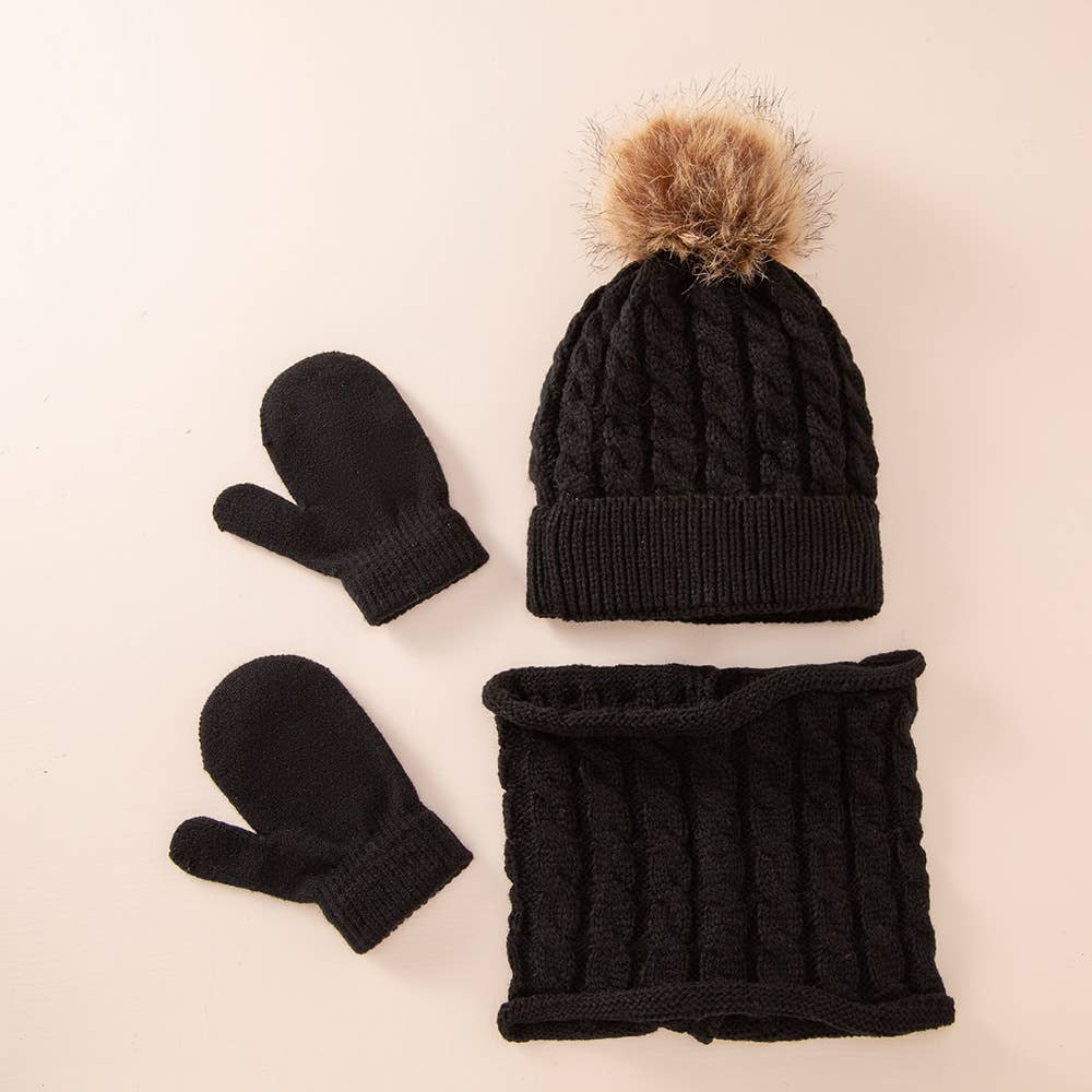 PatPat - Vente Ensemble de vêtements – bébé - Ensemble 3 pièces bonnet, écharpe et moufles en tricot pour bébé et tout-petit7