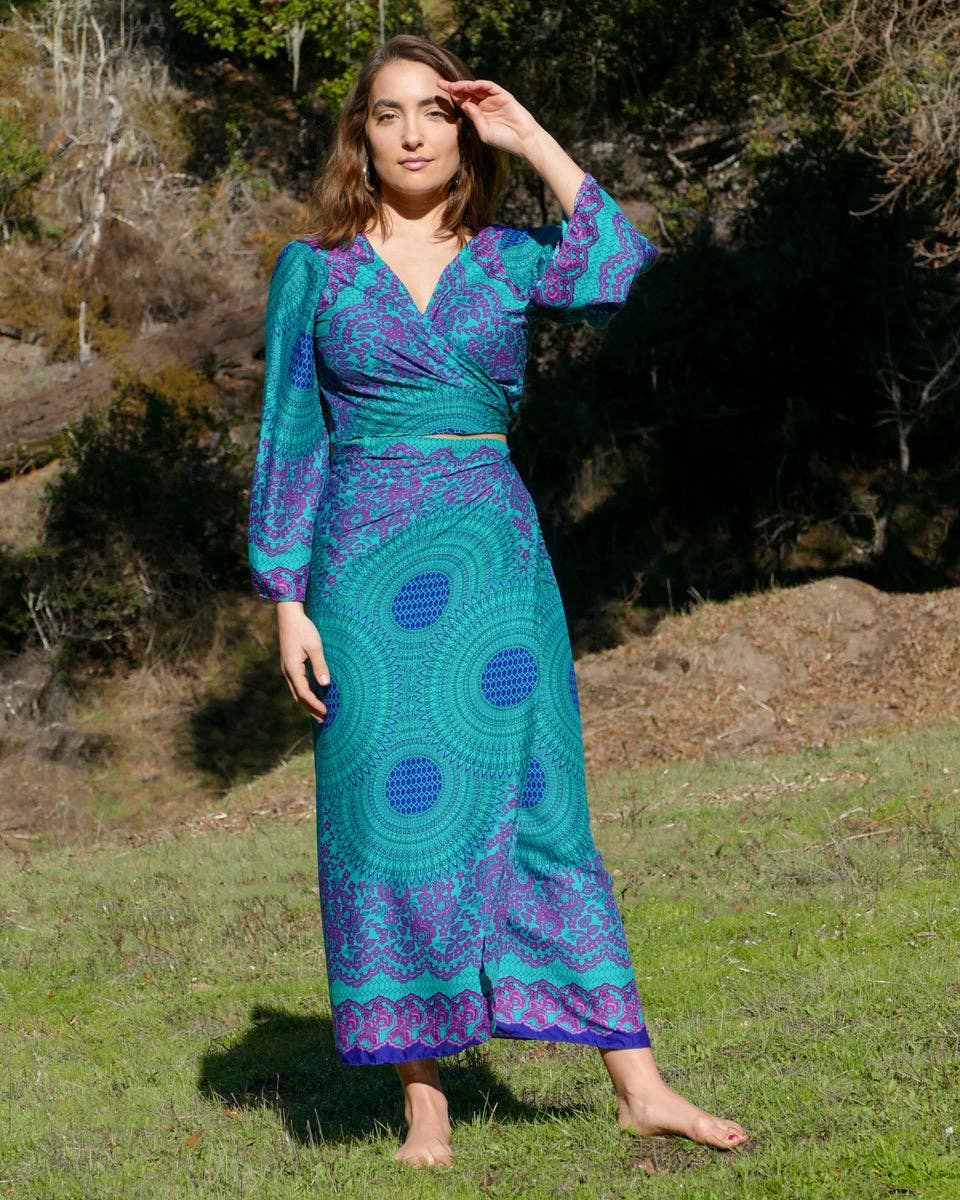 Zig Zag Asian Collection - Wholesale Blouse - Women's - Vivid Floral Mandala Wrap Top6