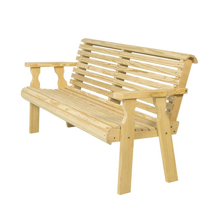 The Porch Swing Company - Wholesale Bench - Amish Casual Roll Back 5 Foot Treated Wood Outdoor Bench
