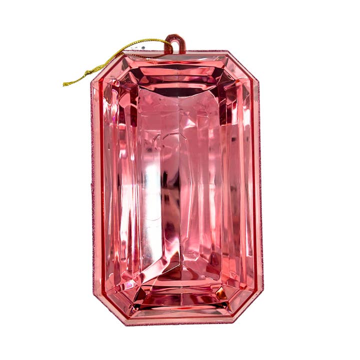 David Christopher's Collection - Wholesale Ornament - Acrylic Emerald Cut Precious Gem Ornament 8" - Pink