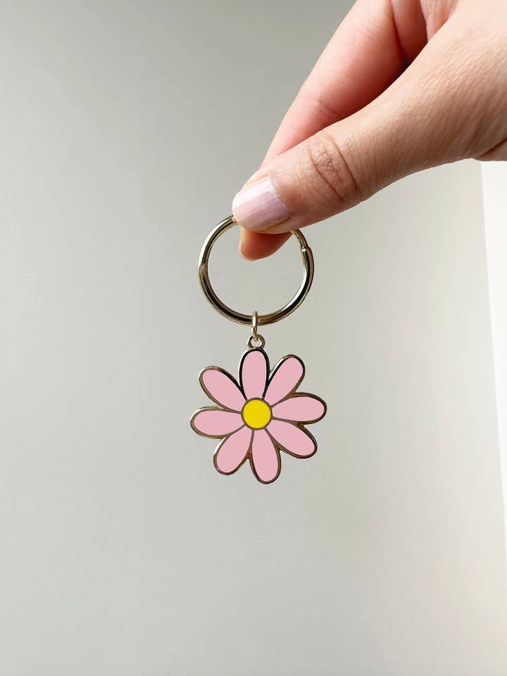 Porte-clés Fleur Marguerite Rose pour la vente par Tickle Me Lavender