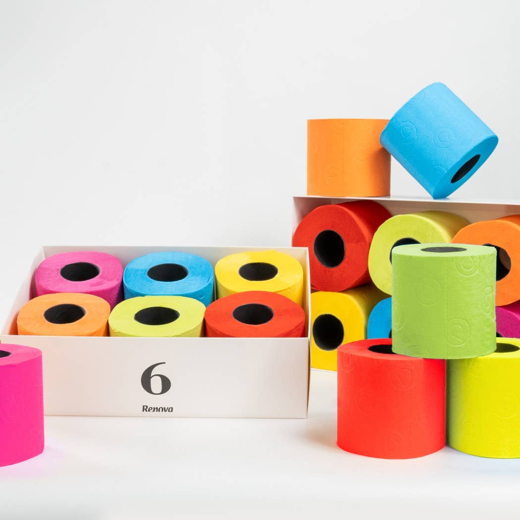Renova - Vendita all'ingrosso Carta igienica - Renova Nº6 - Confezione regalo con 6 rotoli di carta igienica colorata1