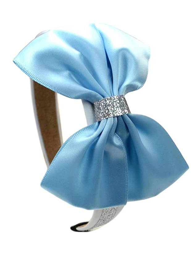 Cinderella Inspired Sparkling Satin Bow Headband for wholesale by Funny Girl Designs